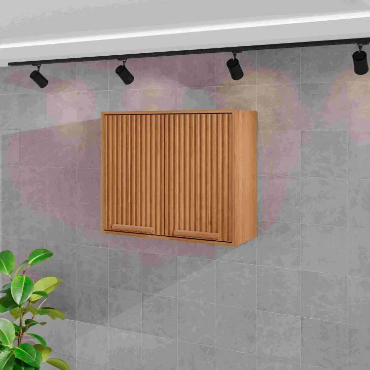Aereo Basculante Cozinha Florida 120 2P Vidro Fume Cinamomo.Off White Salleto — Aéreo 80 2P - Cinamomo Ripado