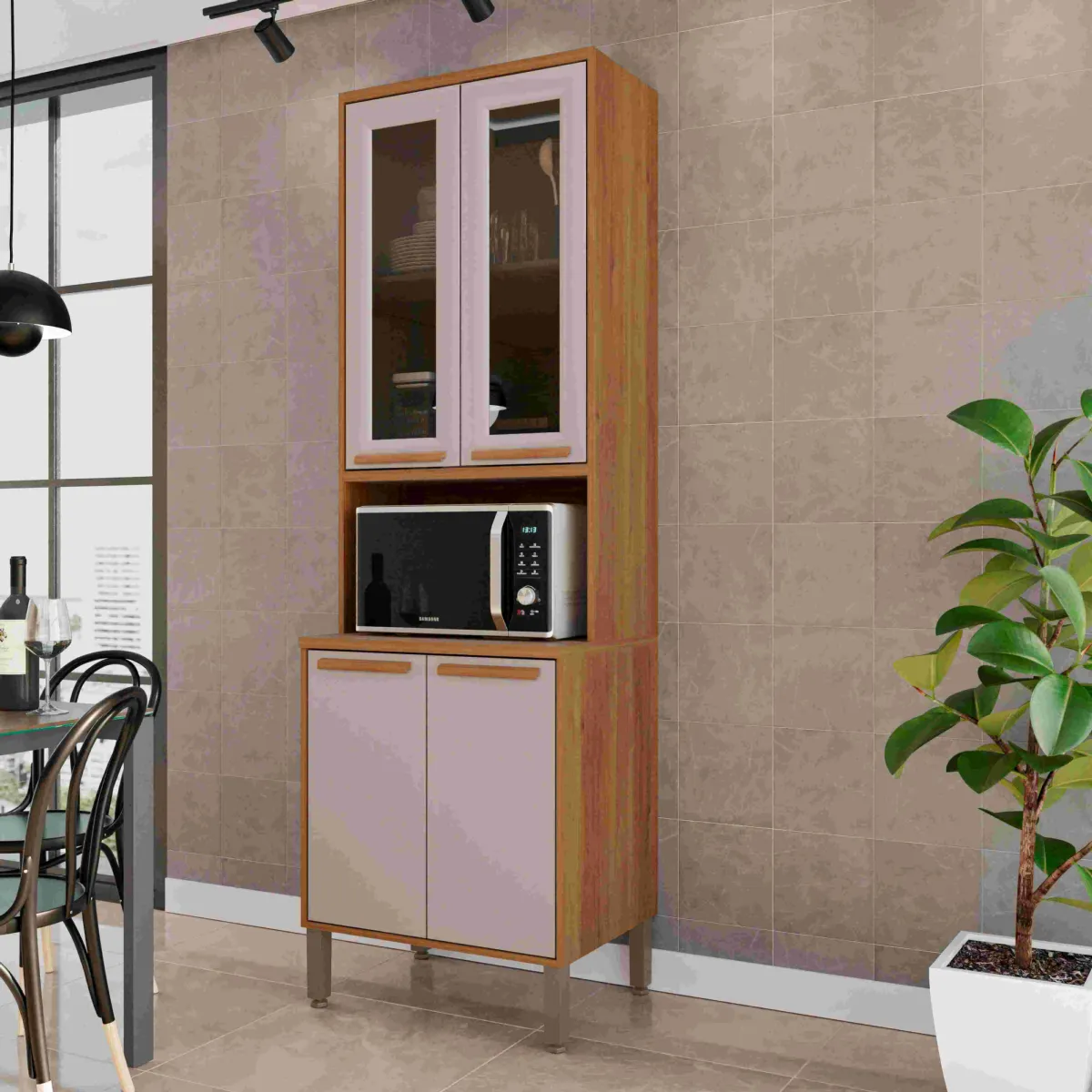 Aereo Basculante Cozinha Florida 120 2P Vidro Fume Cinamomo.Off White Salleto — Torre Quente 70 4P - Cinamomo/Off White