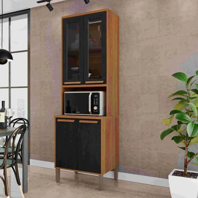 Aereo Basculante Cozinha Florida 120 2P Vidro Fume Cinamomo.Off White Salleto — Torre Quente 70 4P - Cinamomo/Preto