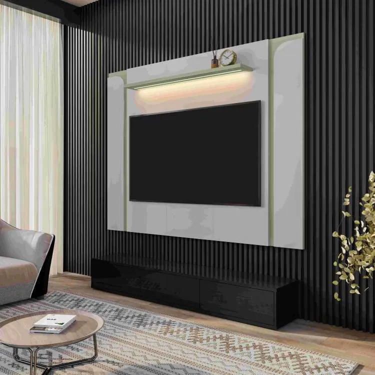 Painel Maresias 1.8 Off White.Pistache Bechara Moveis — Off White/Pistache
