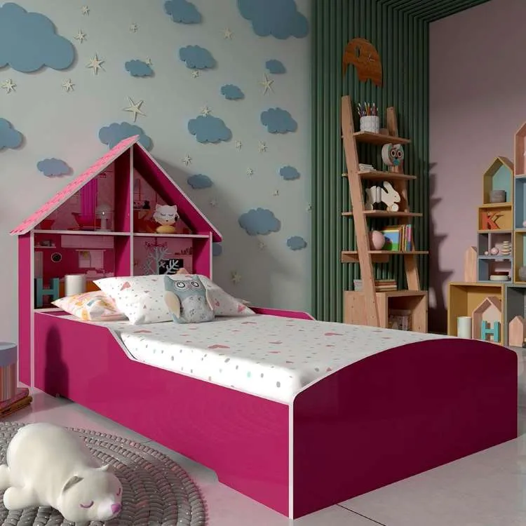 Cama Infantil Casinha 90 Pinck Ploc Gelius — Pink Ploc