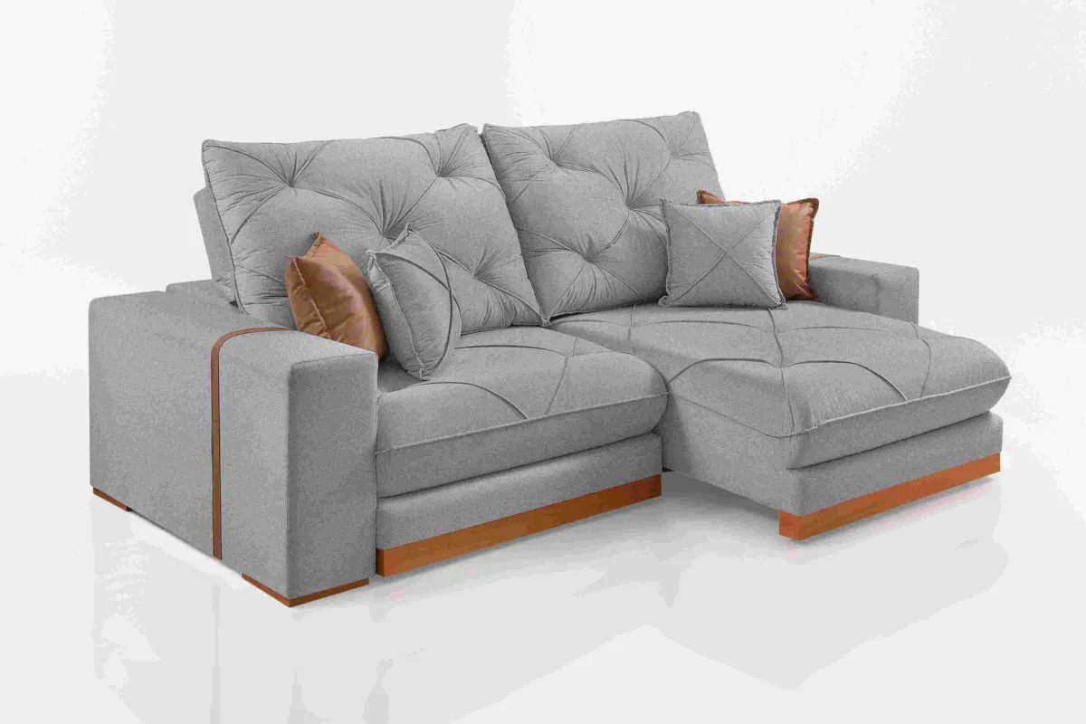 Estofado Retratil Reclinavel Granbelo 250 2x100 Brc 25cm Veludo Inca Grafite 10 Idealle — Linho Gelo