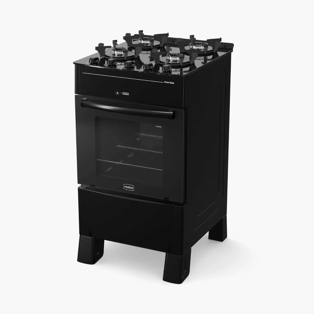 Fogao Smart Glass 4 Bocas Mesa de Vidro Preto Realce — Fogão Smart Glass 4 Bocas - Preto
