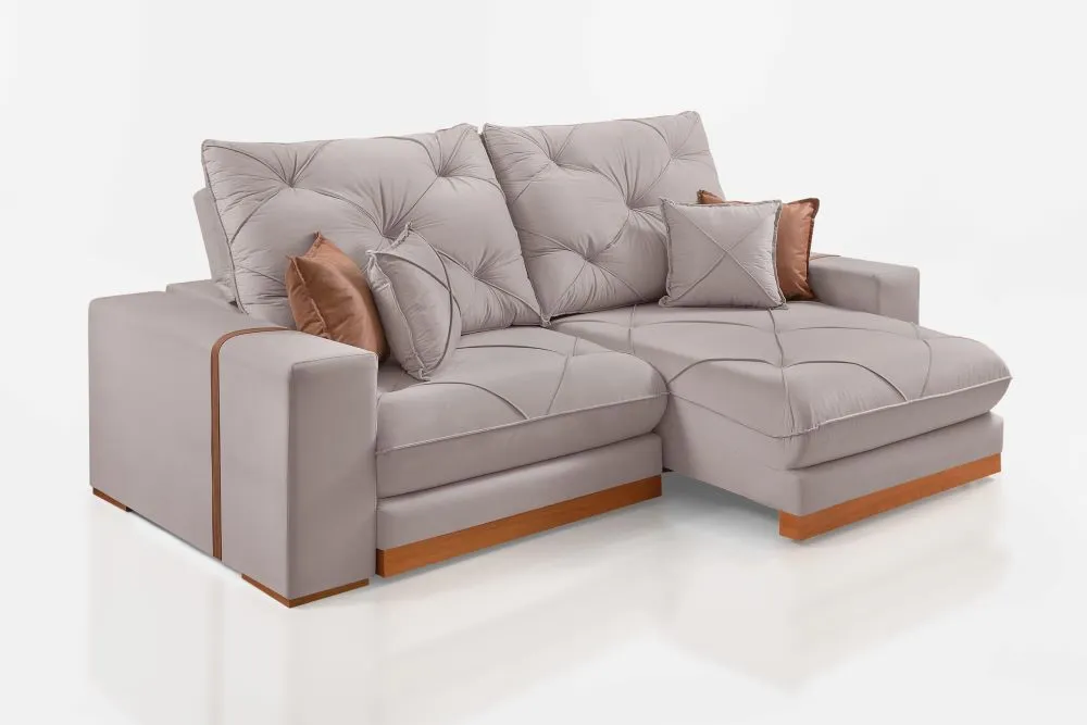 Estofado Retratil Reclinavel Granbelo 230 2x90 mais Brc 25cm Veludo Inca Azul 24 Idealle — Vel Bege Claro 02