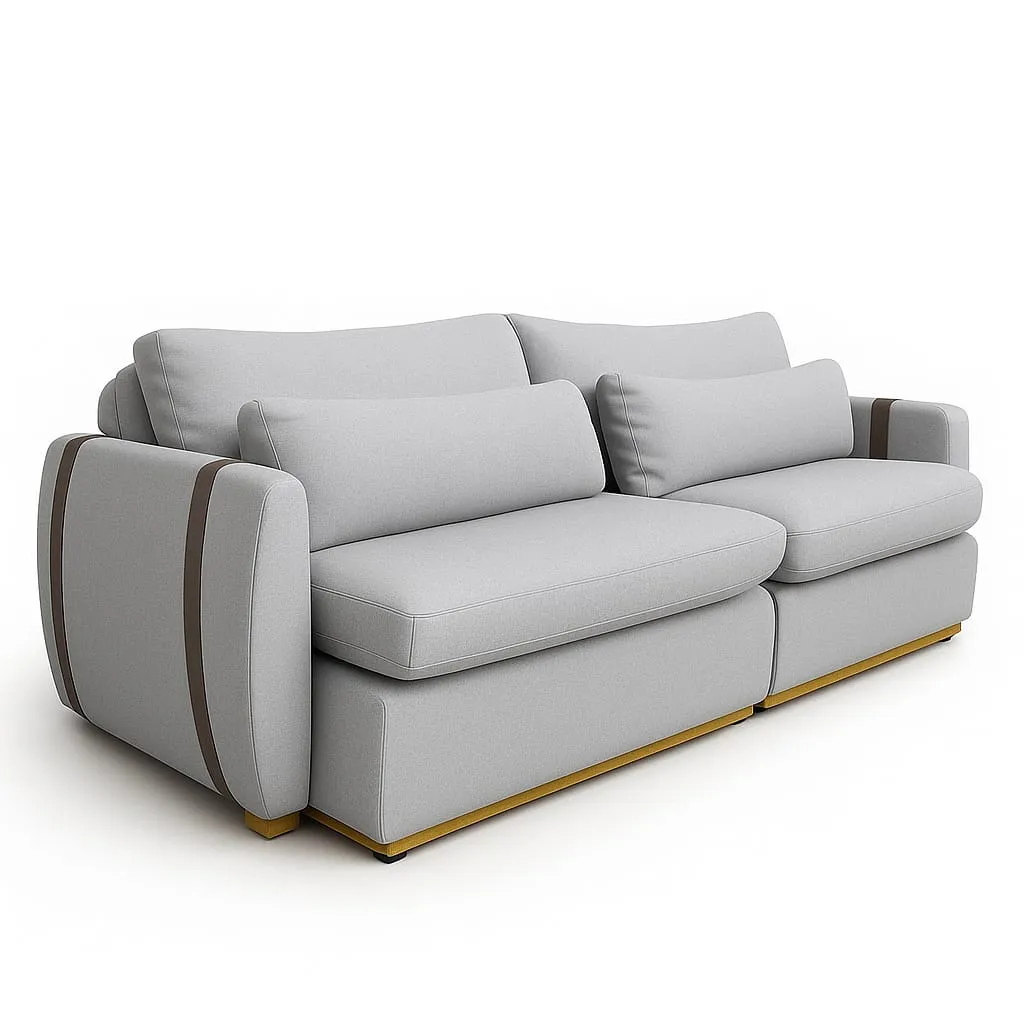 Sofa Cama Retratil Reclinavel Zeus/Theo 230 2x100 + Braco 15cm Linho Azul Marinho 16 Idealle — Linho Gelo
