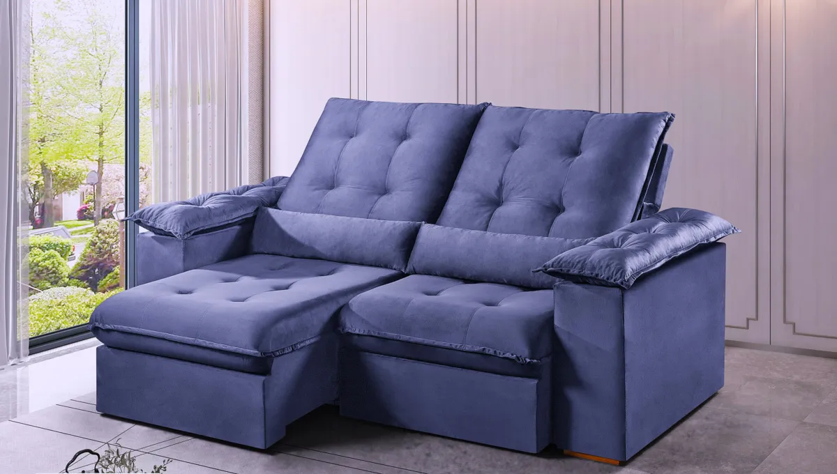 Estofado Retratil Reclinavel Madri.Opel 200 2x100 Pillow 20cm Veludo Suede Cinza 403 Kairos Estofados — Veludo Suede - Grafite
