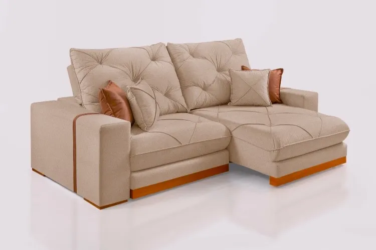 Estofado Retratil Reclinavel Granbelo 230 2x90 mais Brc 25cm Veludo Inca Azul 24 Idealle — Linho Bege 01