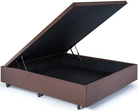 Base Bau Casal Vazada 138x188x42 Corino Preto SR Moveis — Suede - Marrom