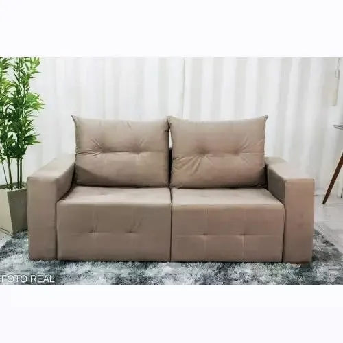 Estofado Retratil Ibiza 180 2x90 Veludo Azul Bia Estofados — Vel 02 Bege Escuro Capuc