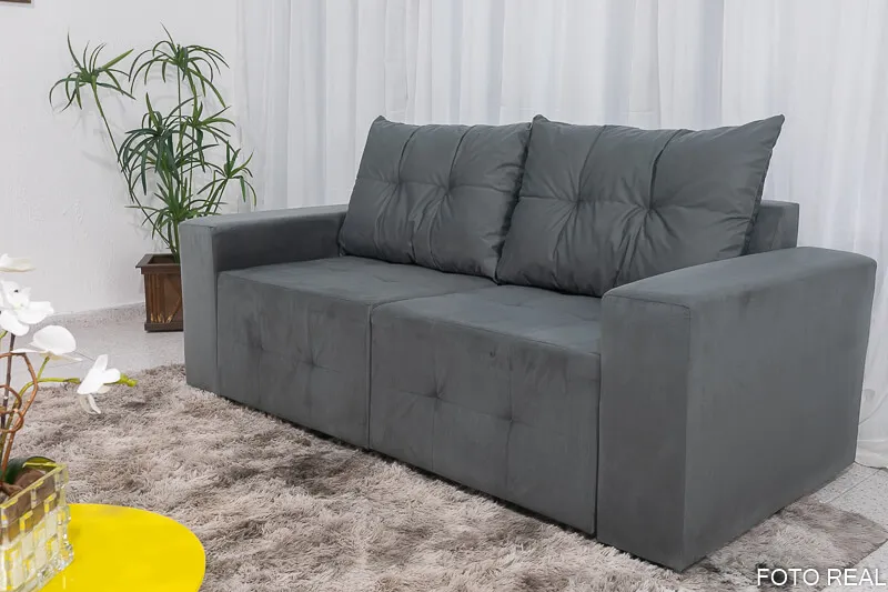 Estofado Retratil Ibiza 180 2x90 Veludo 01 Bege Claro Bia Estofados — Veludo Cinza