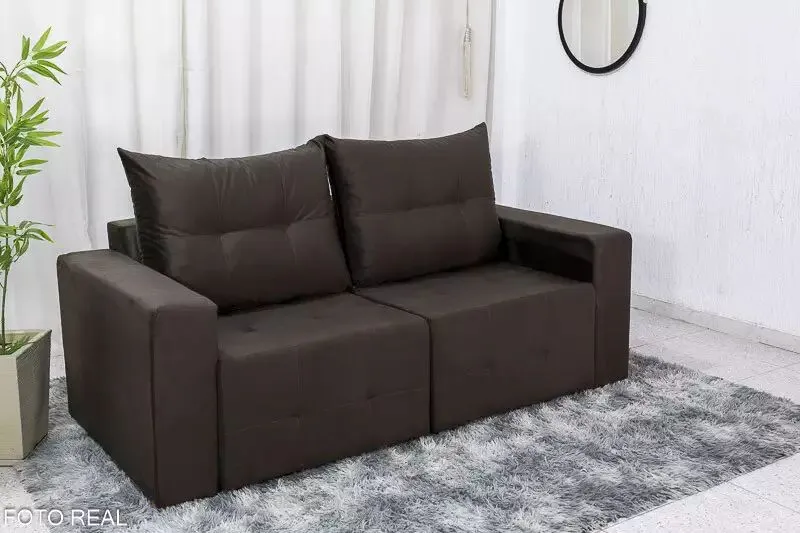 Estofado Retratil Ibiza 180 2x90 Veludo Azul Bia Estofados — Veludo Marrom