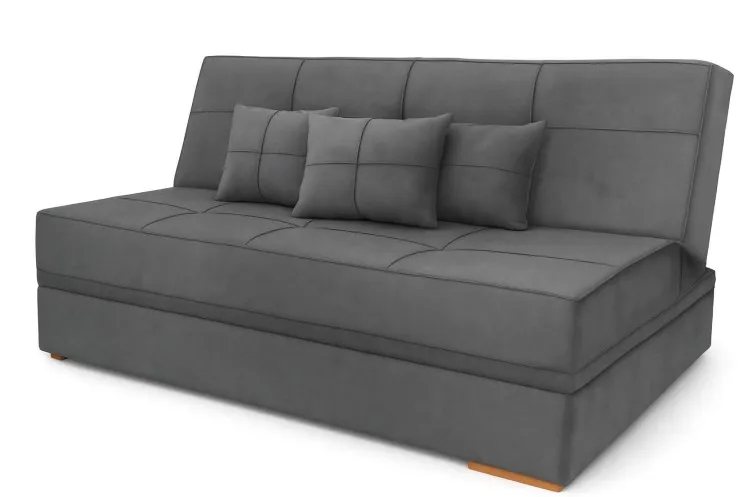 Sofa Cama Italia com Bau Veludo Suede Preto 110B Araujo Estofados — Veludo Suede - Cinza 120-B