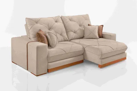 Estofado Retratil Reclinavel Granbelo 290 2x120 + Braco 25cm Linho Bege 01 Idealle