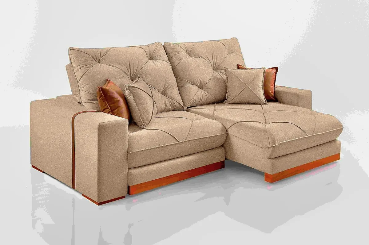 Estofado Retratil Reclinavel Granbelo 290 2x120 + Braco 25cm Veludo Inca Terracota Idealle — Veludo Inca Capuccino