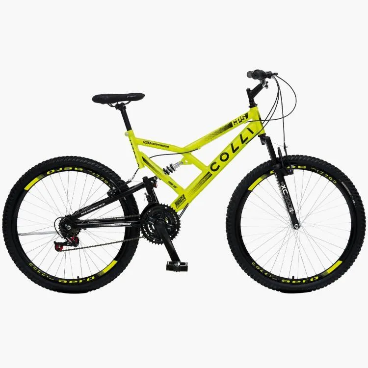 Bicicleta Colli GPS Dupla Suspensao Furl Aro 26 21 Marchas Laranja Neon Cod 148 12D EM Colli — Bicicleta GPS Dupla Supensão Full - Amarelo