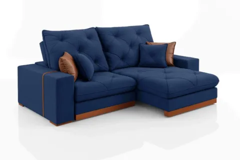 Estofado Retratil Reclinavel Granbelo 210 2x80 com 25cm Braco Veludo Inca Azul 24 Idealle