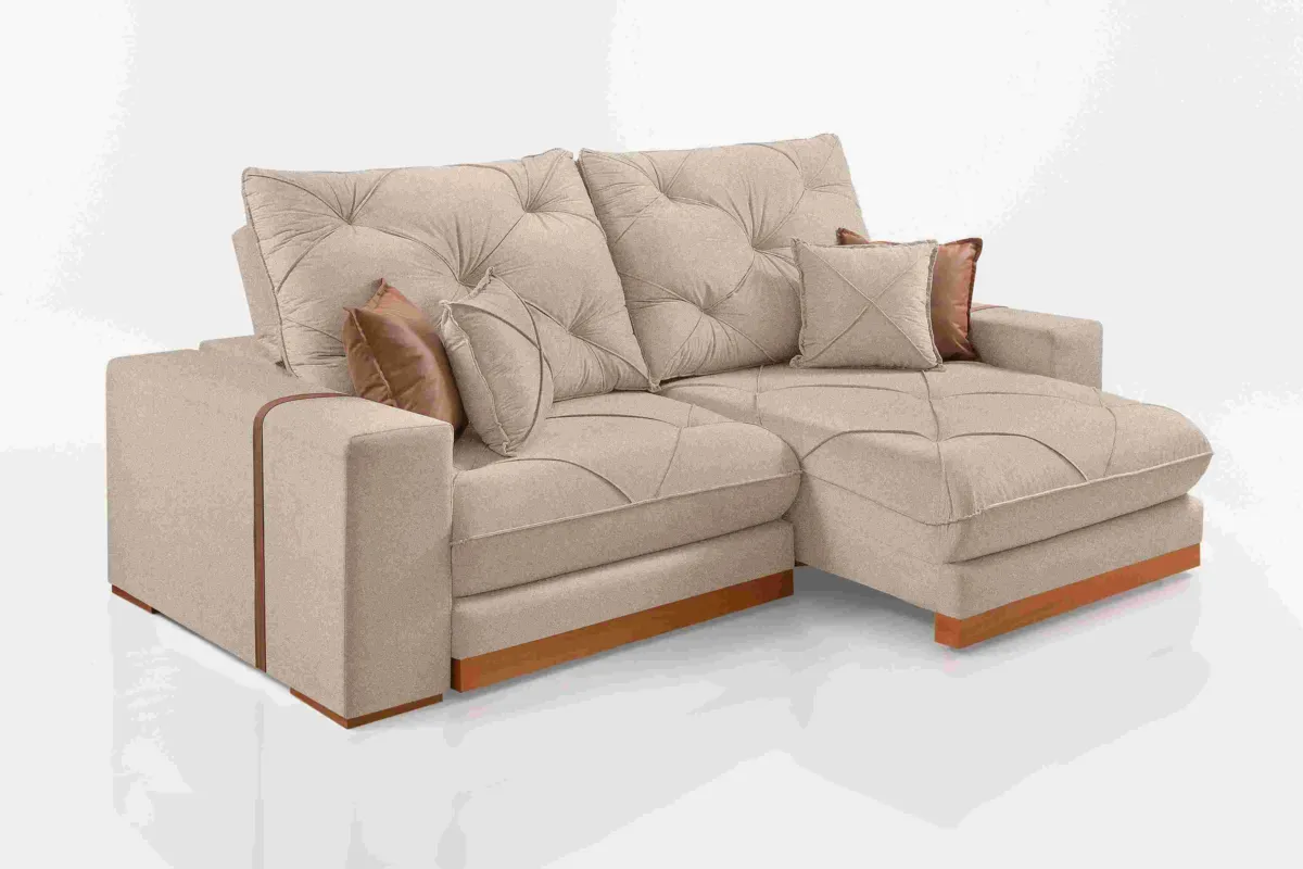 Estofado Retratil Reclinavel Granbelo 210 2x80 com 25cm Braco Veludo Inca Azul 24 Idealle — Linho Bege 01
