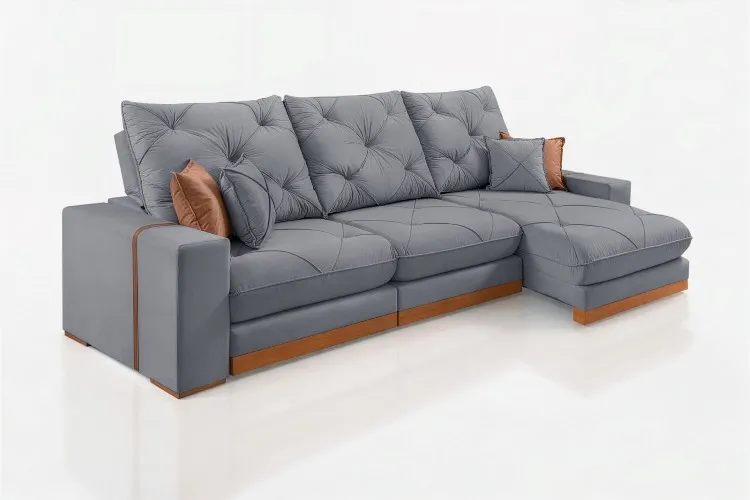 Estofado Retratil Reclinavel Granbelo 320 3x90 + Braco 25cm Veludo Inca Preto 13 Idealle — Veludo Grafite 10