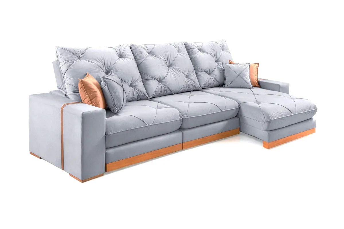 Estofado Retratil Reclinavel Granbelo 320 3x90 com Braco 25cm Veludo Inca Marrom 17 Idealle — Linho Gelo