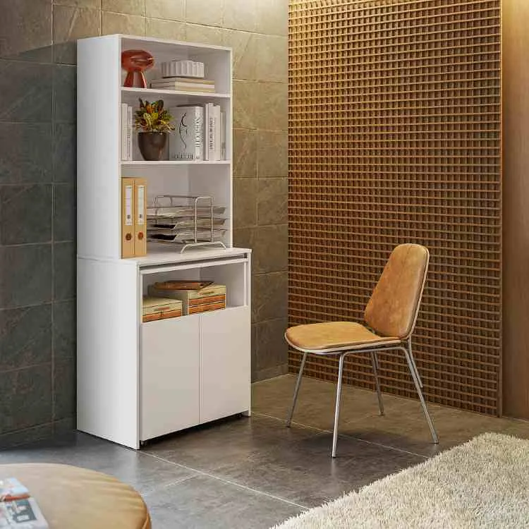 Mesa Duo com Tampo de Mesa Retratil Modo Escritorio Kits Parana — Branco