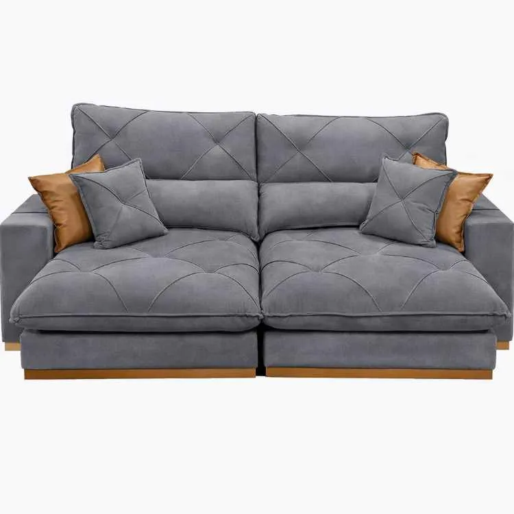 Estofado Retrátil Reclinável Granbelo Plus 210 2x80 + Braço 25cm Veludo Inca Marrom 17 Idealle — Veludo Inca Grafite 10