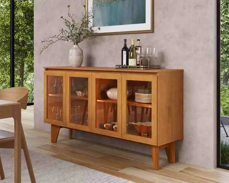 Buffet Krypton 4P com Vidro Reflecta e LED J&A Moveis — Nature
