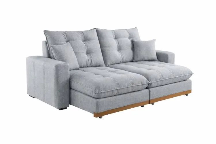Estofado Retratil Reclinavel Ruah 250 2x100 + Braço 25cm Linha Rubi Linho Bege 2003 DVitrine — Rubi Linho Cinza 2005