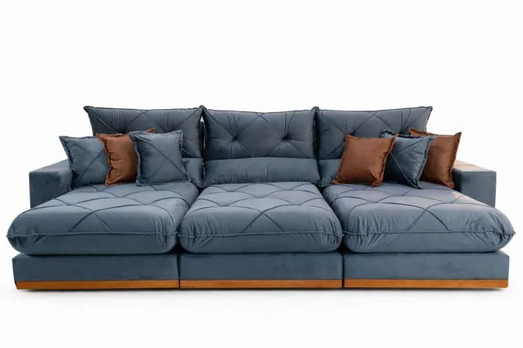 Estofado Retratil Reclinavel Granbelo Plus 320 3x90 + Braco 25cm Veludo Inca Marrom 17 Idealle — Veludo Grafite 10