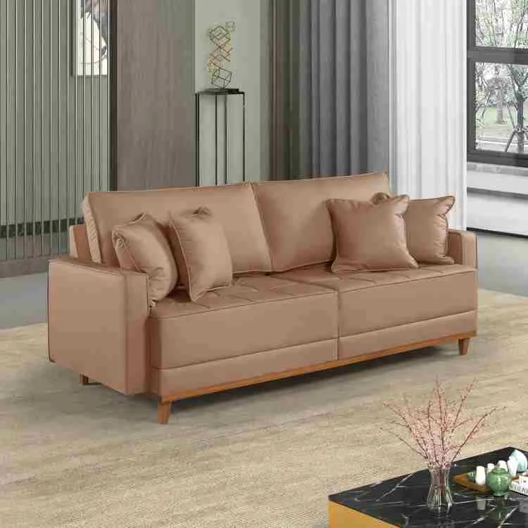 Sofa Living M-199 3 Lugares Inteiriço 200 - Tecido Courissimo Cor Caramelo AA-430 Martins Estofados — Courissimo Caramelo AA430
