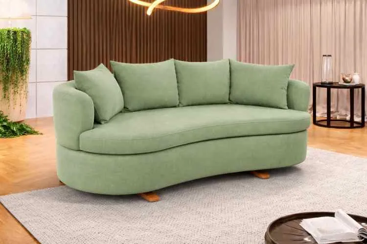 Sofa Living Organic M-204 3 Lugares 2,00m - Tecido Sarja Verde B485 Martins Estofados — Sarja Verde B485