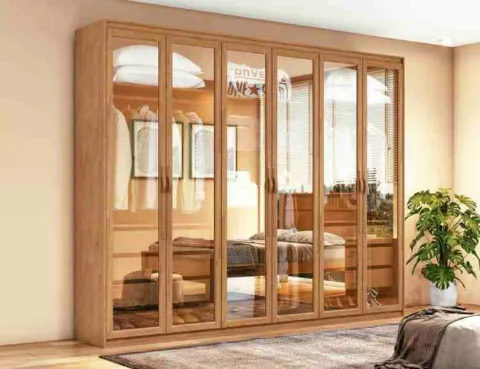 Roupeiro Suavita Glass 6P Vidro Reflecta com LED Lopas Moveis