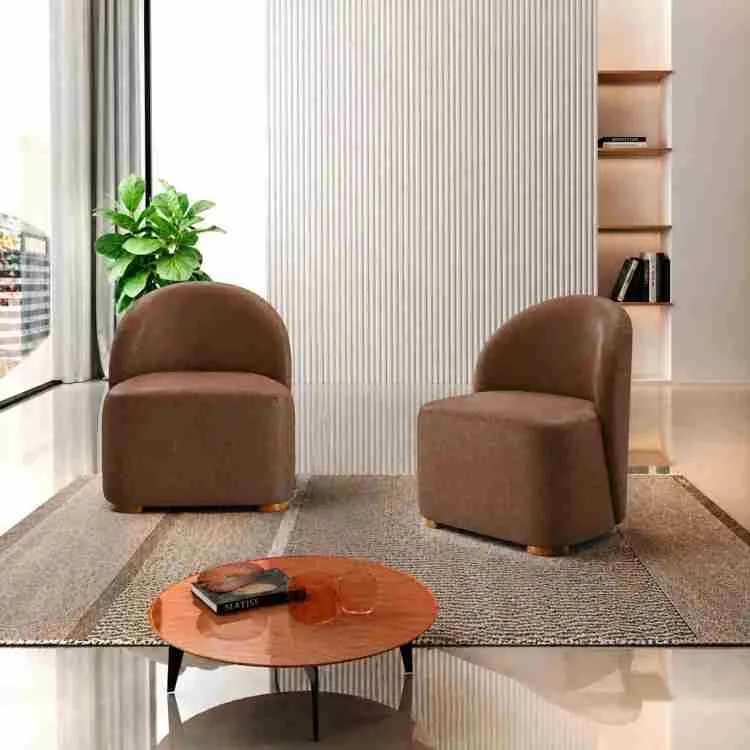 Poltrona Decorativa Doha Ref 01 Courino Tabaco 2606-A Luxury — Courino Tabaco 2606-A