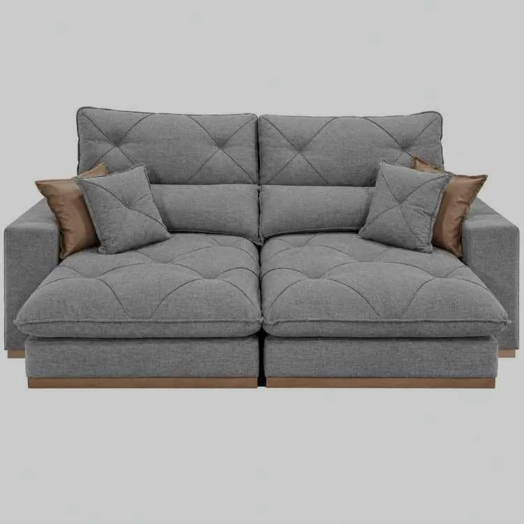 Estofado Retratil Reclinavel Granbelo Plus 290 2x120 + Braco 25cm Linho Bege 01 Idealle — Estof Granbelo Plus 290 Linho Cinza Escuro 2665