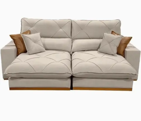 Estofado Retratil Reclinavel Granbelo Plus 290 2x120 + Braço 25cm Veludo Inca Cru 01 Idealle