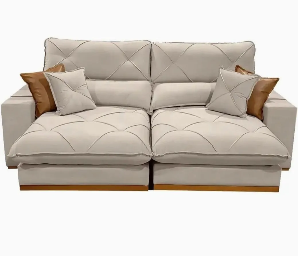 Estofado Retratil Reclinavel Granbelo Plus 290 2x120 + Braço 25cm Veludo Inca Cru 01 Idealle — Veludo Cru 01