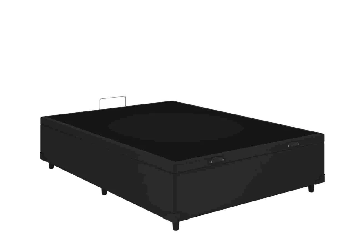 Bau Casal Prime Confort 138x188x44 Blindagem Extra Forte Corino Bege Issacar Prime — Bau Casal 138 - Corino Preto