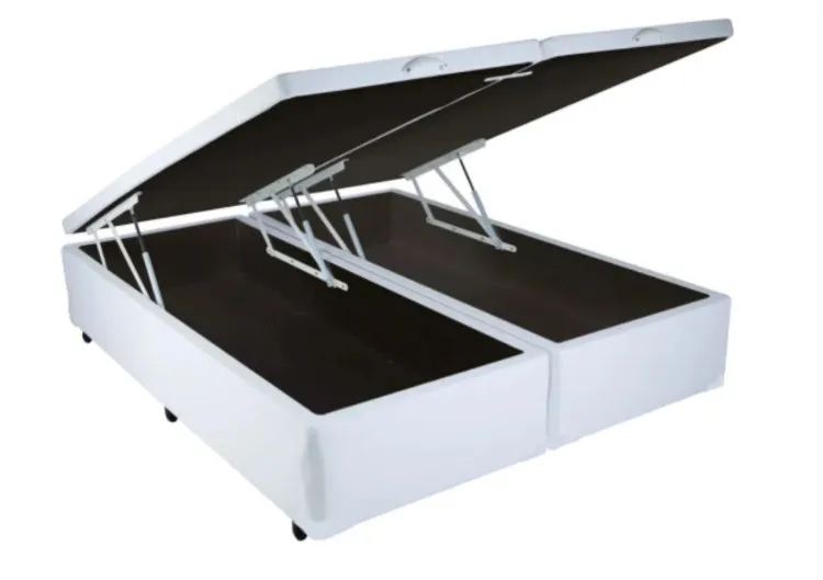 Bau King Bipartida Prime Confort 2 x 96x203x44 Corino Bege Issacar Prime — Baú King Bipartida - Corino Branco