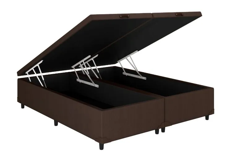 Bau Queen Bipartida Prime Confort 2 x 79x198x44 Corino Bege Issacar Prime — Baú Queen Bipartida - Veludo Suede Marrom