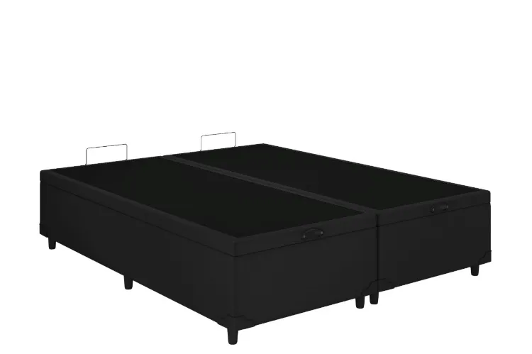 Bau Queen Bipartida Prime Confort 2 x 79x198x44 Corino Bege Issacar Prime — Bau Queen Bipartida - Veludo Suede Preto