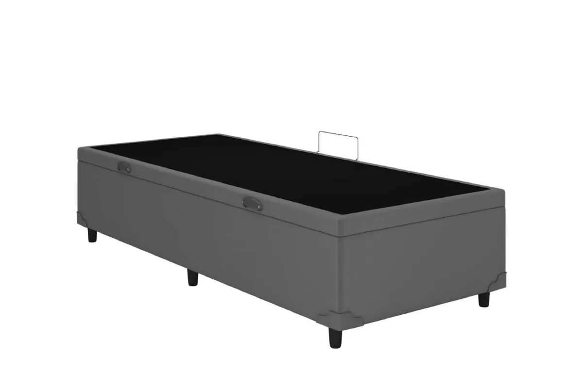 Bau Solteirao Prime Confort 110x188x44 Corino Cinza Issacar Prime — Baú Solteirão - Veludo Suede Cinza