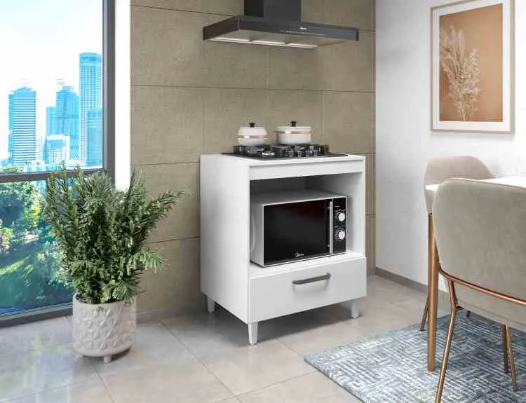 Balcao CookTop Jade 4 Bocas 1N1G Moveis Parana — Branco