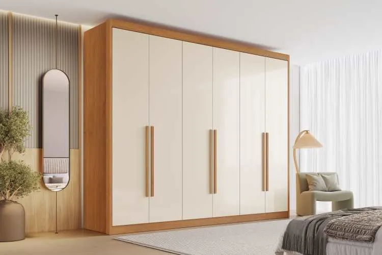 Roupeiro Bergamo 6P8G Conquista Moveis — Cinamomo/Off White