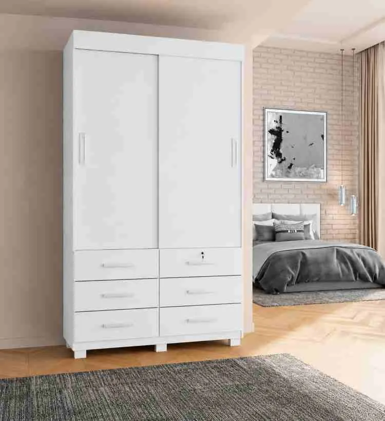 Roupeiro Buzios 2P6G 2V Rud Rack — Branco Brilho