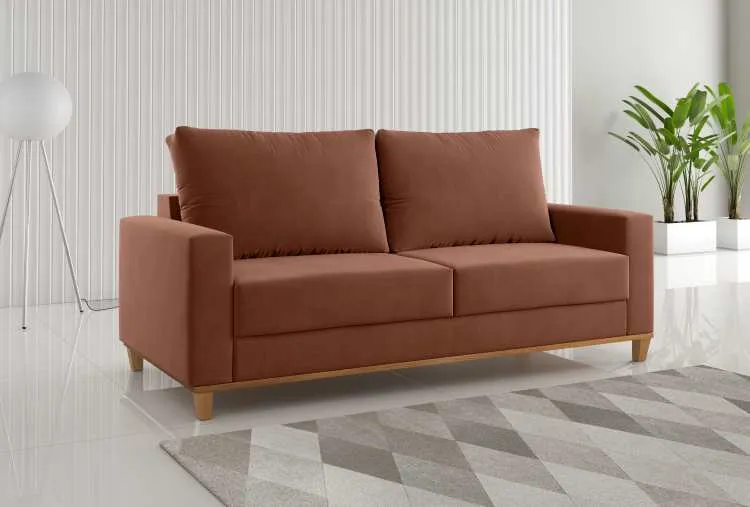 Estofado Living Miami 180 3 Lgs Viero — Veludo Terracota