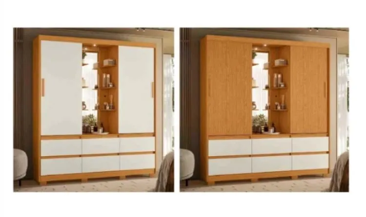 Roupeiro Camarim Atena 2P6G 4V Albatroz Moveis — Cinamomo/Off White