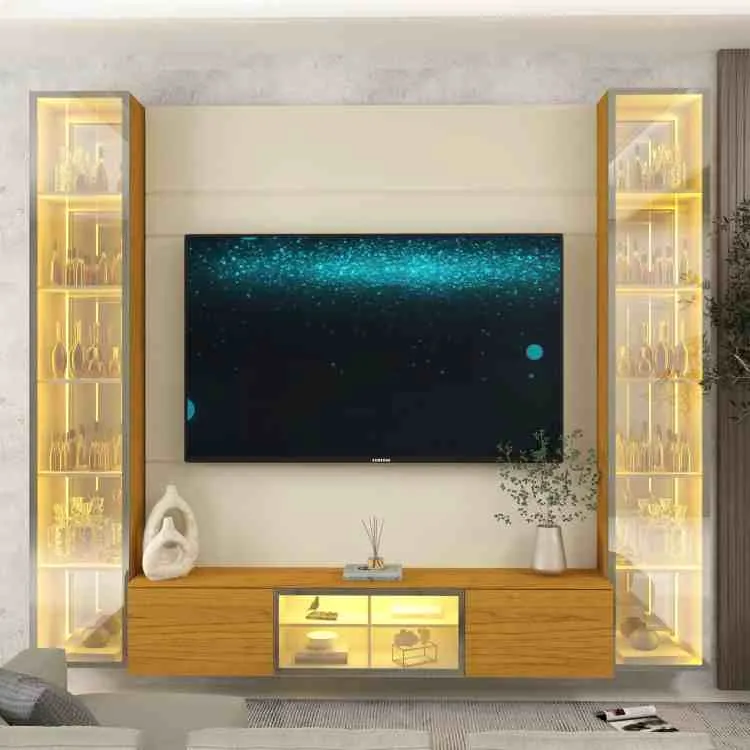 Home Luminare Reflecta 230 com LED, Espelhos e Duas Torres 9V Gelius — Off White/Naturale