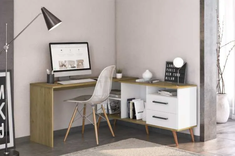 Mesa de Escritorio 4120 2G3N I9casa Moveis — Dakar/Branco