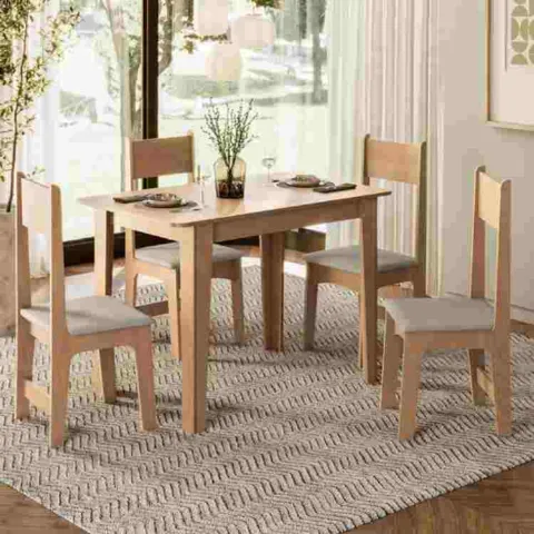 Conjunto Sala Jantar Delta Tmp Retangular Mel 110 com 4 Cds Delta Mel/Savana Sonetto Moveis