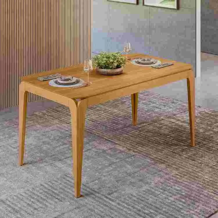 Mesa Aurea 160x90 Tampo Retangular com Vidro Cinamomo/Off White 2V New Ceval — Mesa Aurea 160x90 s/Vdr - Cinamomo