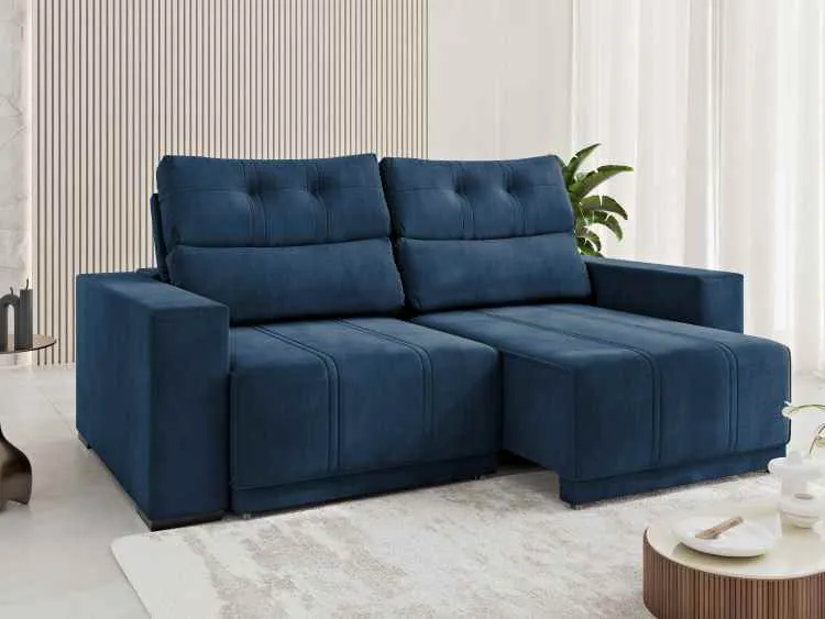 Estofado Retratil e Reclinavel Royale 200 2x100 Veludo Perola Viero — Veludo Azul